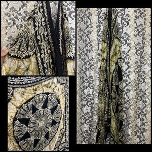 Advance Apparels Black Cream halter top backless Maxi Dress cotton OS like new